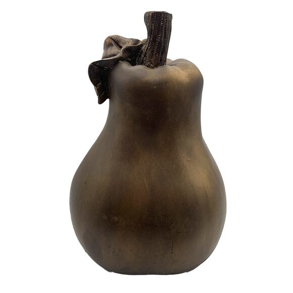 Vintage Folk Art 10" Resin Pear Bronze/Gold Table Decor Thanksgiving Holiday - Picture 2 of 6